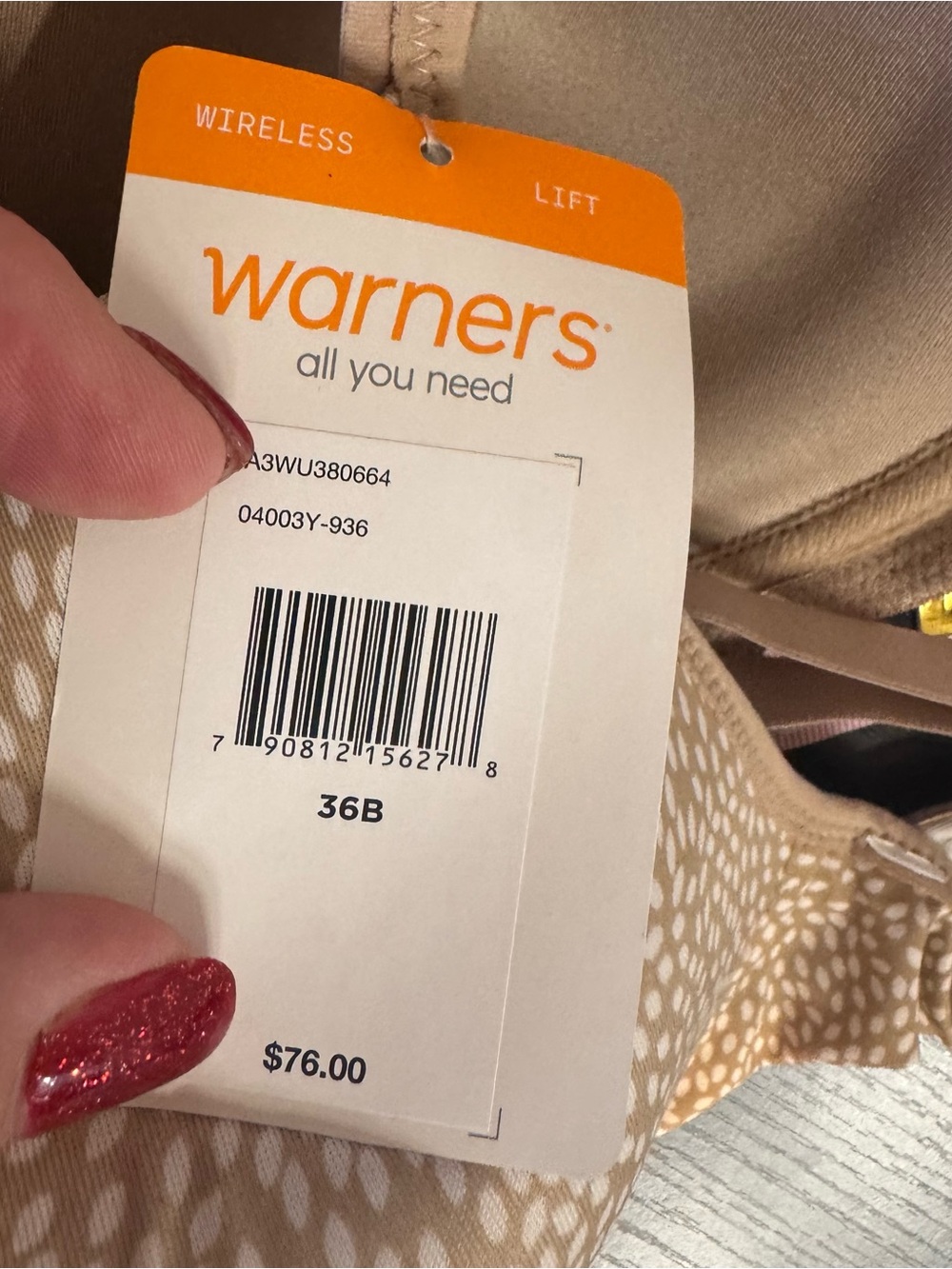 NWT  Warner's Neutral Beige Printed *ELEMENTS of BLISS* T-Shirt Bra  36B  #2 - Picture 10 of 10
